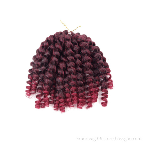 High Quality Wand Curl Crochet Hair Extensions Wand Curling Braid 8 Inch Synthetic Fiber Solid And Mix Color Blonde Bug Black